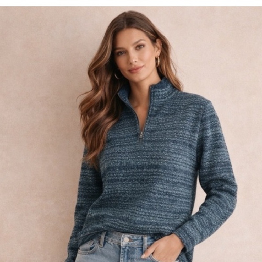 Woolrich Vintage Knit Quarter Zip Up Sweater Petite Large